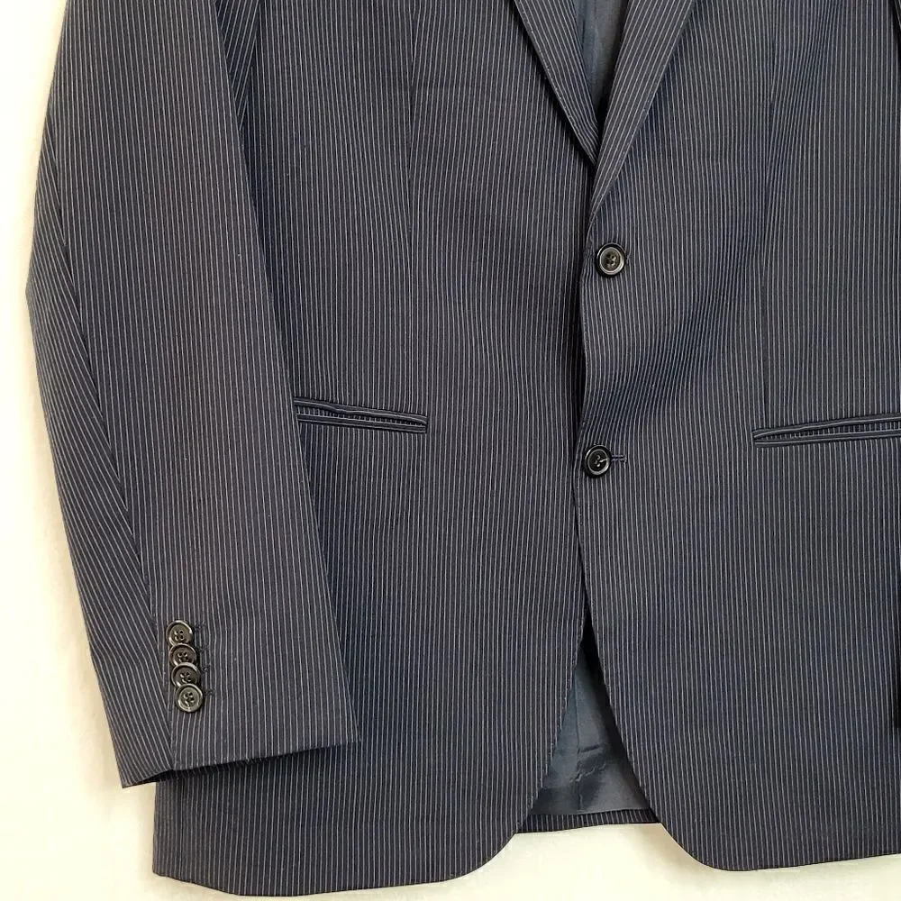 Hugo Boss Super 120 Pinstripe Two Button Virgin Wool Blazer‎ Size 40R